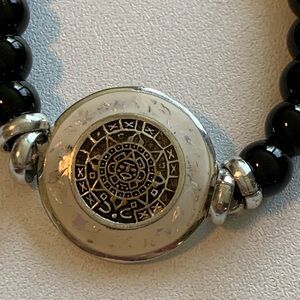 Aztec Style Unisex Silver and Black Beaded Bracelet